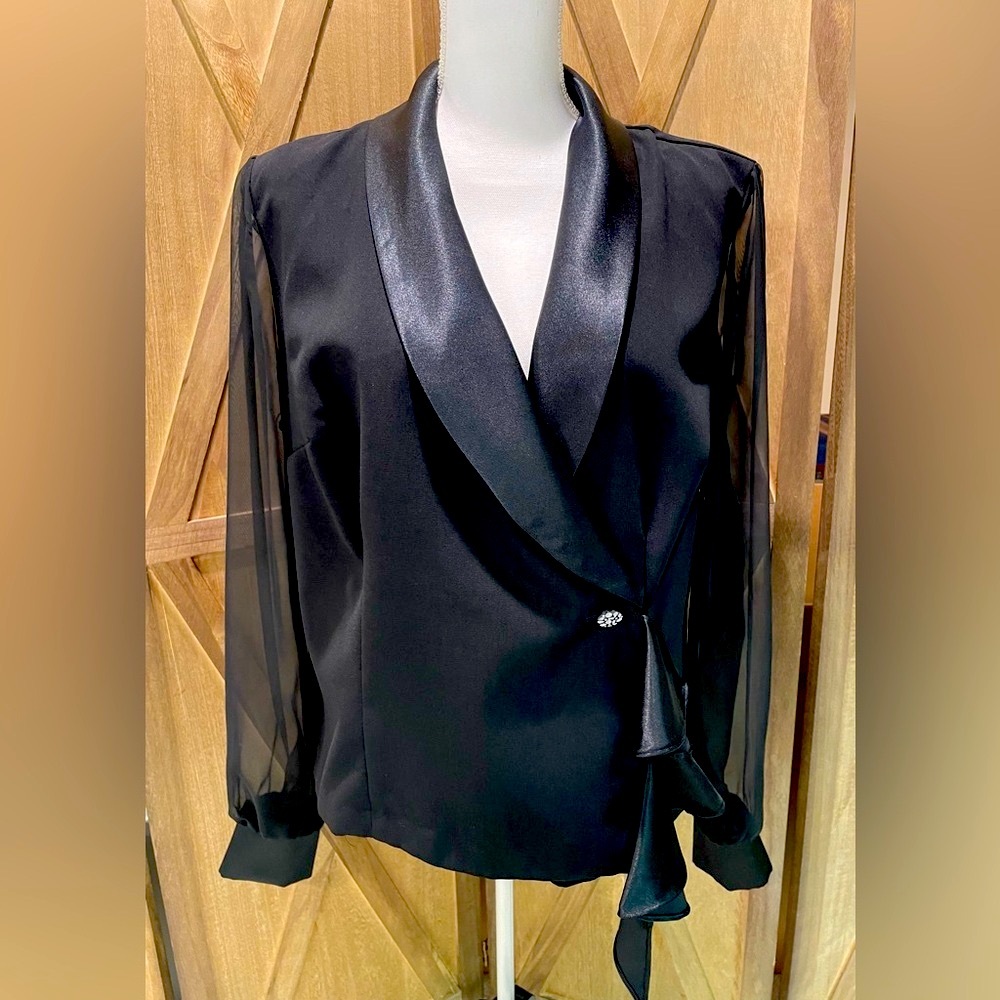 90’s black dressy blouse sz 14 luxury romantic Whimsigoth